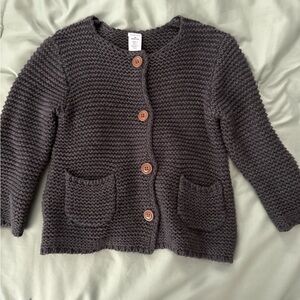 Nordstrom Charcoal Knit Sweater with Brown Button